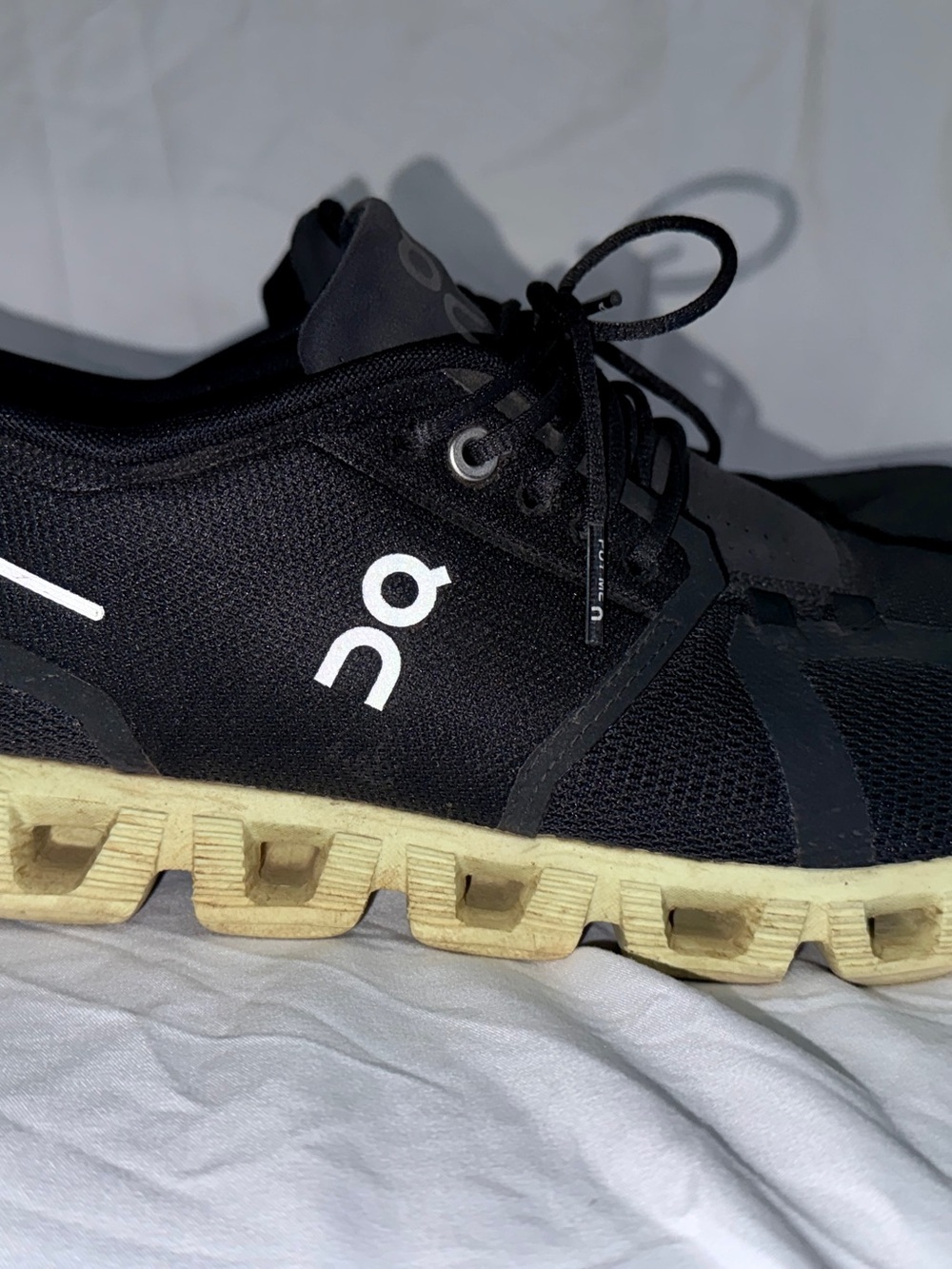 On Running Men's Athletic Shoes in Black with Green Sole